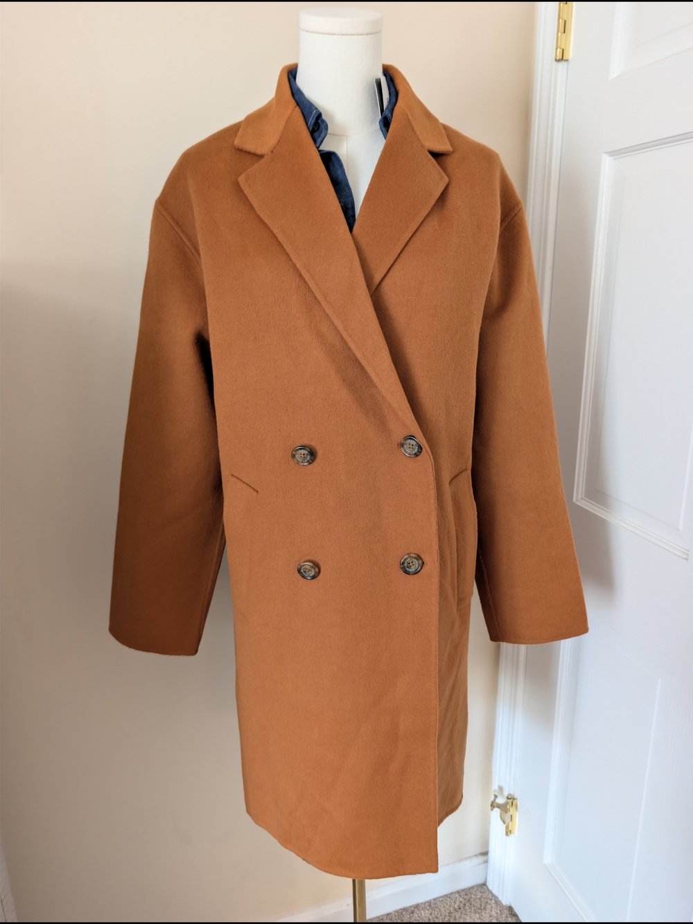 NWT Lauren Ralph Lauren Double Breasted Wool Blend Coat Camel Size 6